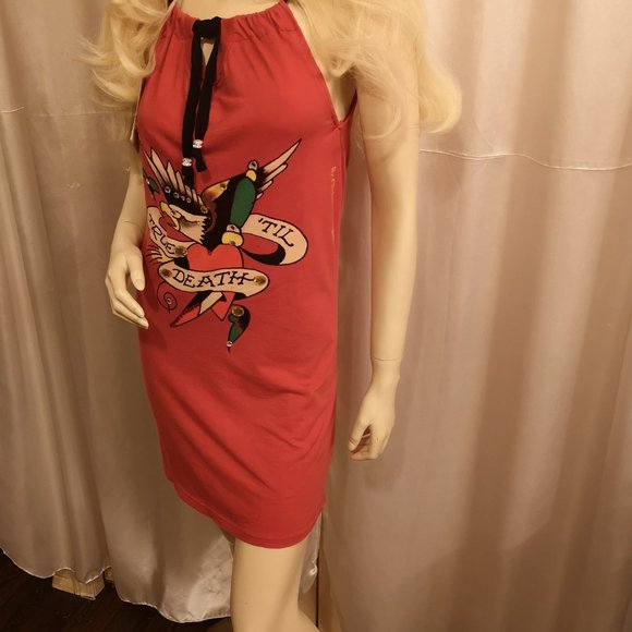 RARE custom vintage tangerine orange halter style dress! - Picture 6 of 13